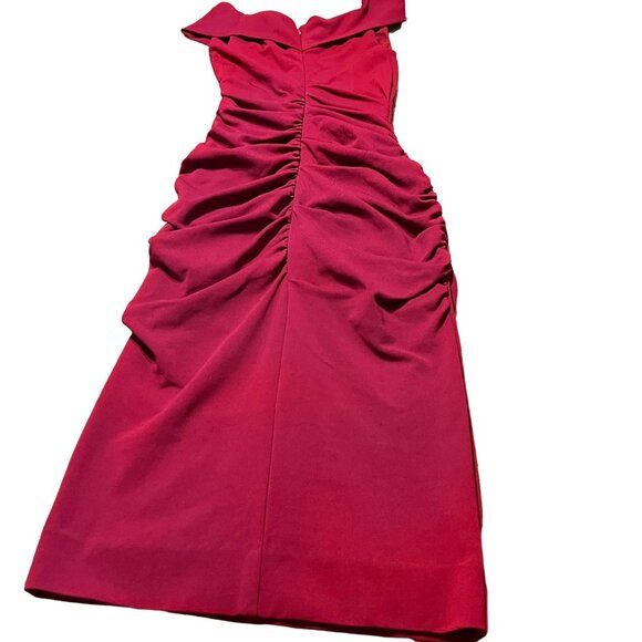 Nicole Miller Size 2 Ruched Off-Shoulder Cocktail Burgundy Elegant Dress - Picture 1 of 4